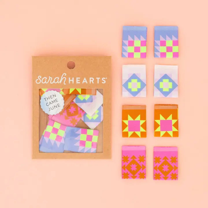 Sarah Hearts Sew In Labels - Then Came June Quilt Block - 8 Pack