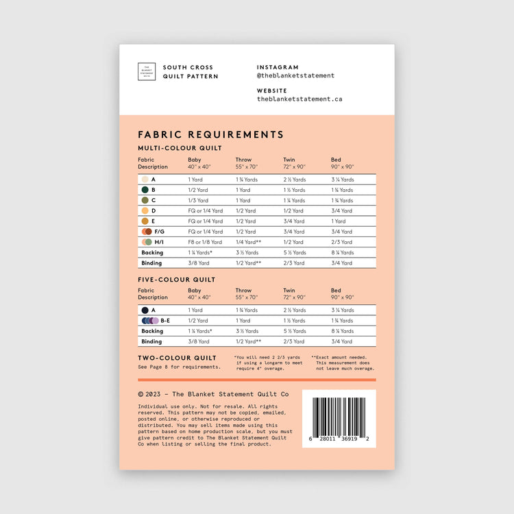 The Blanket Statement - South Cross Paper Pattern