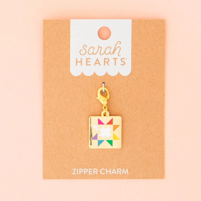 Sarah Hearts - Quilt Star Zipper Charm