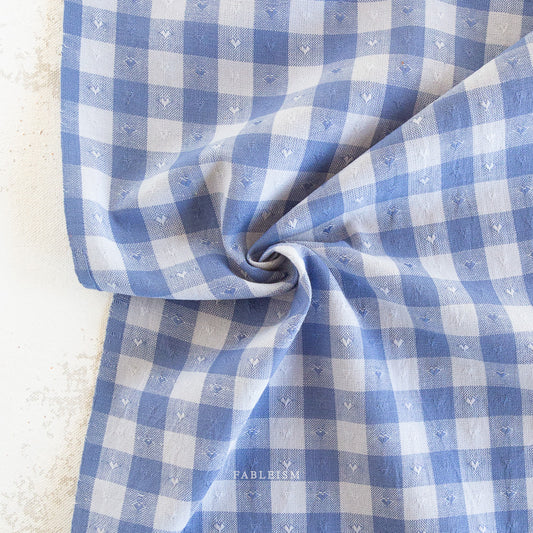 Fableism Queen of Hearts - Dobby Hearts Gingham in Alice Blue - Pre-Order Due End Nov 2024