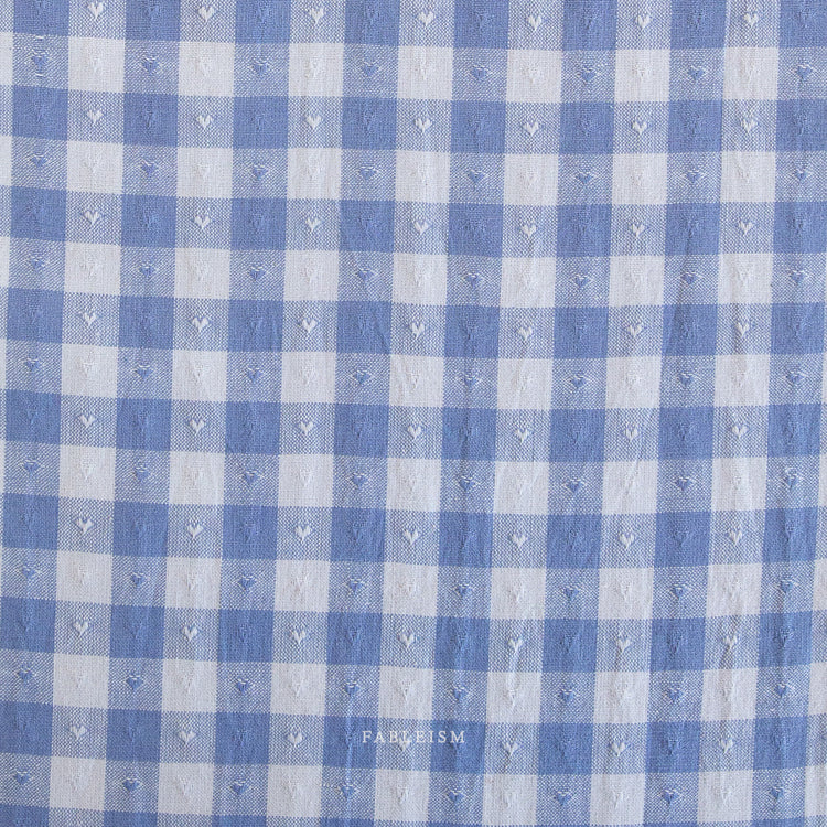 Fableism Queen of Hearts - Dobby Hearts Gingham in Alice Blue - Pre-Order Due End Nov 2024