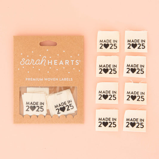 Sarah Hearts Sew In Labels - Made in 2025 - 8 Pack