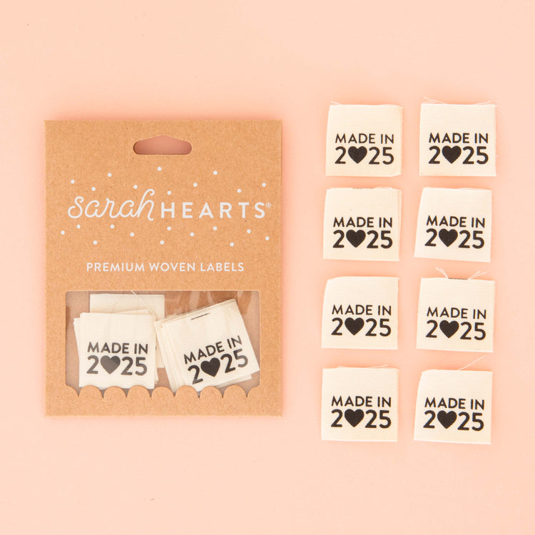 Sarah Hearts Sew In Labels - Made in 2025 - 8 Pack