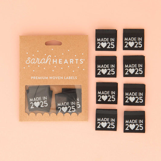 Sarah Hearts Sew In Labels - Made In 2025 - 8 Pack