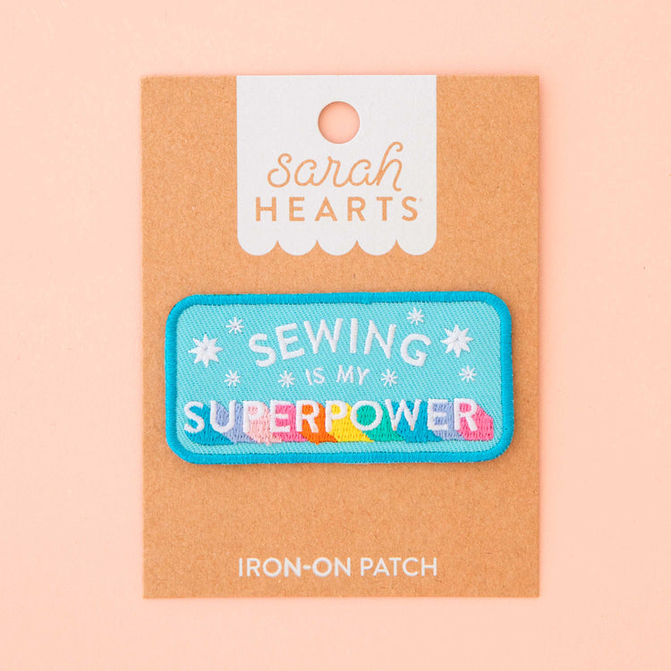 Sarah Hearts Iron-On Patch - Sewing Is My Superpower