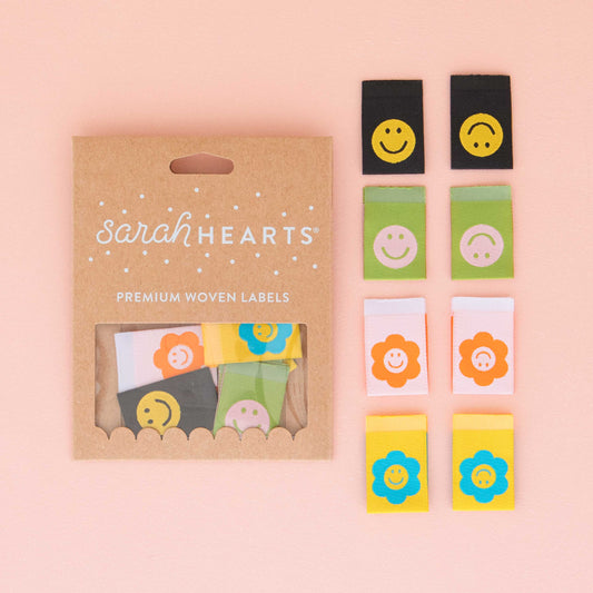 Sarah Hearts Sew In Labels - Smiley - 8 Pack