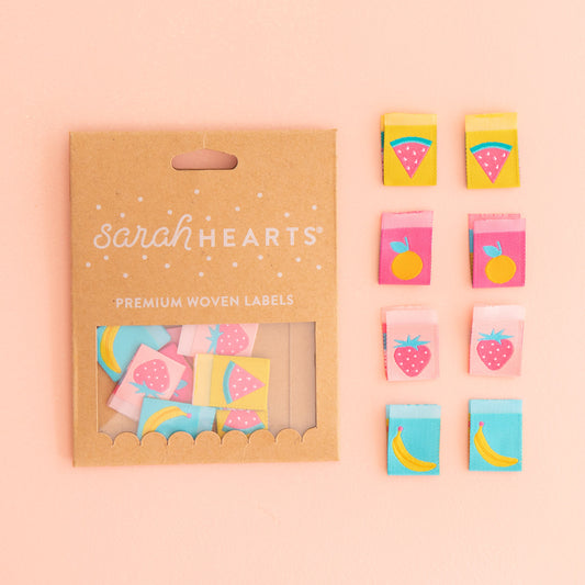 Sarah Hearts Sew In Labels - Summer Fruits - 8 Pack