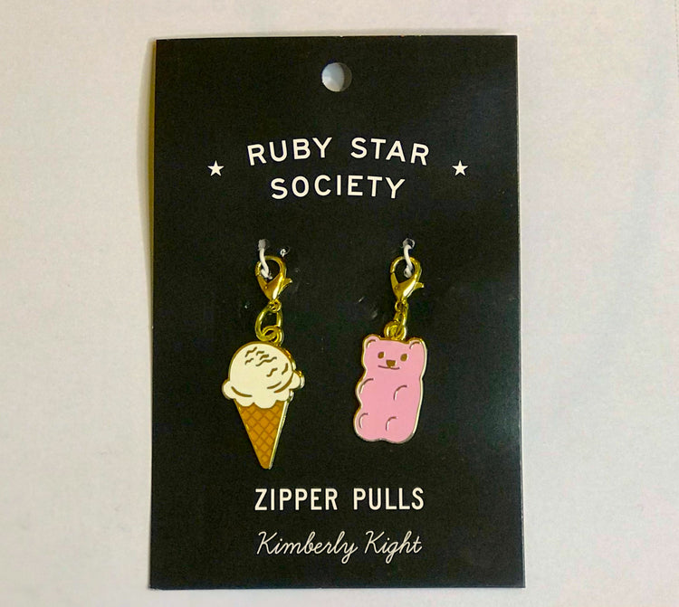 Ruby Star Society Zip Pulls - Kimberly Ice Cream Cone & Gummy Bear Charms